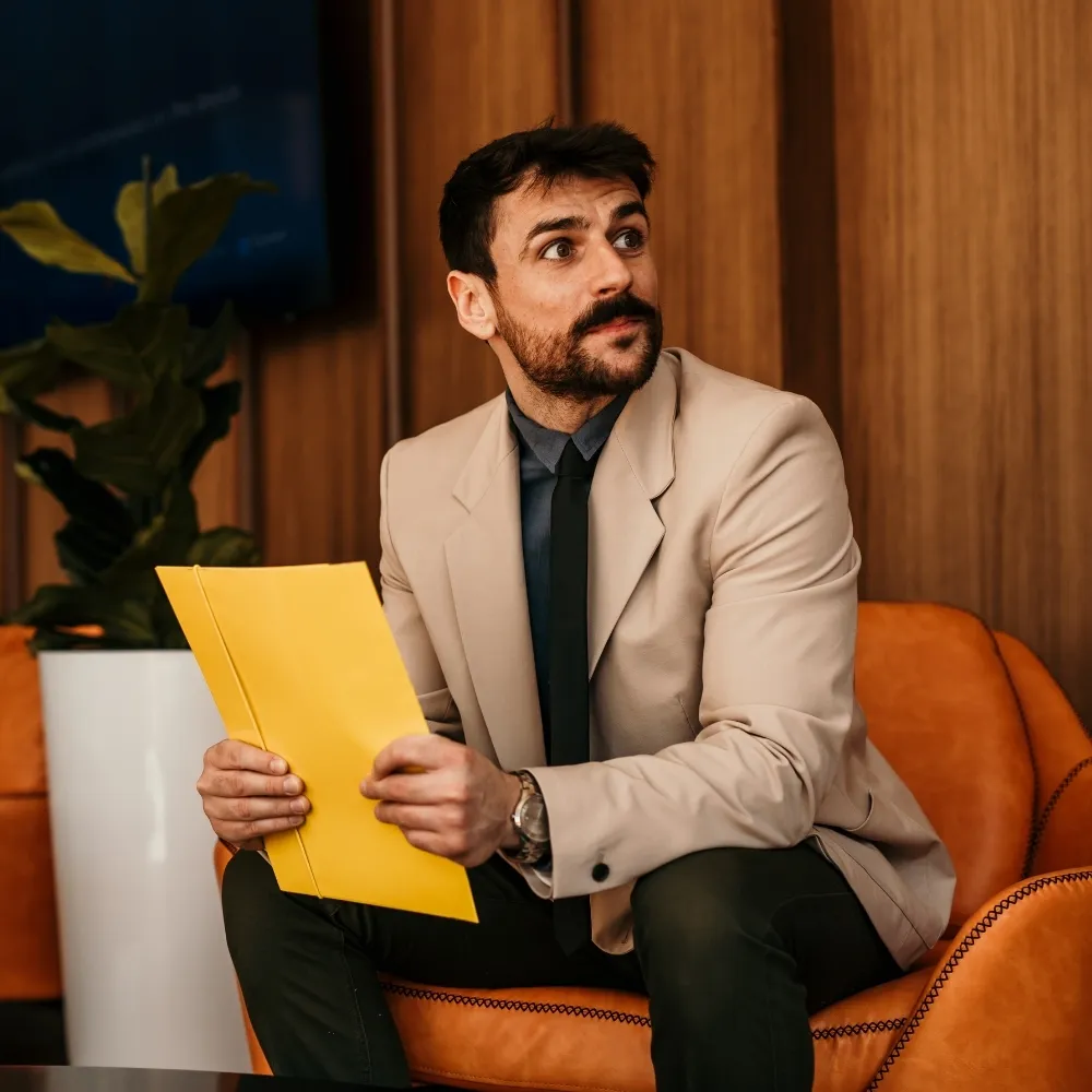 Man waiting for job interview